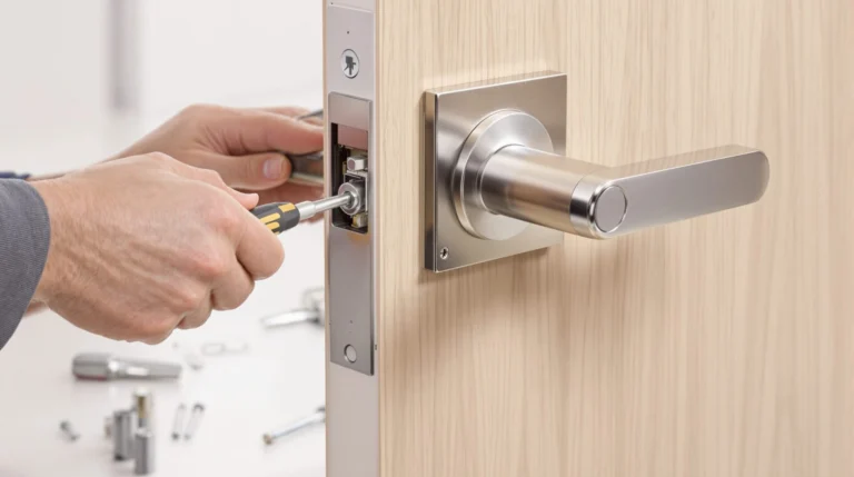 Locksmith replacing a lock cylinder in Paris